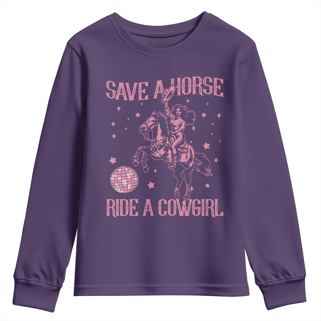 Save A Horse Ride A Cowgirl Youth Sweatshirt Subtle Lesbian Cowgirl Western LGBTQ Pride Month - Wonder Print Shop