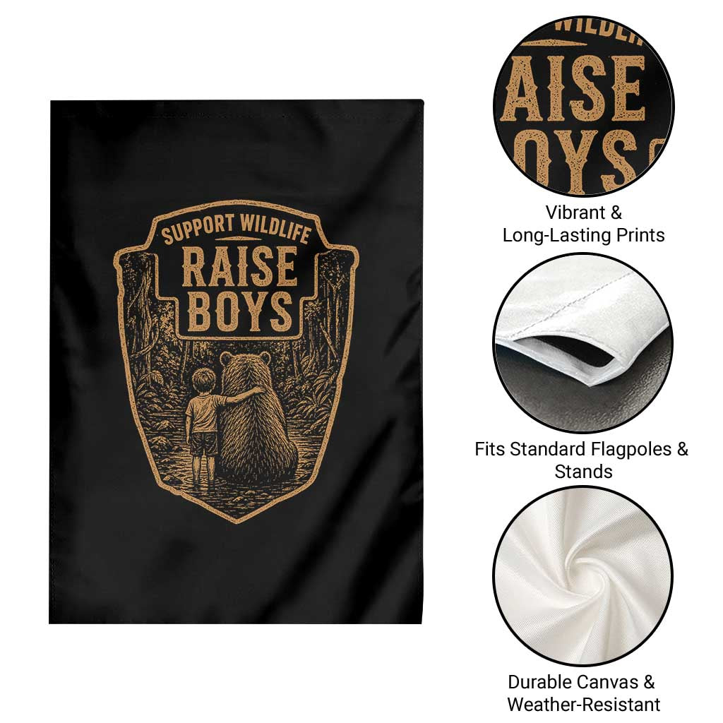 Support Wildlife Raise Boys Garden Flag Funny Mama Bear Outdoor Family Nature Lover Gift