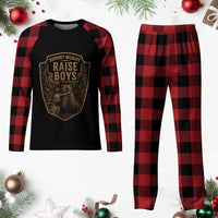 Support Wildlife Raise Boys Plaid Pajama Set Funny Mama Bear Outdoor Family Nature Lover Gift
