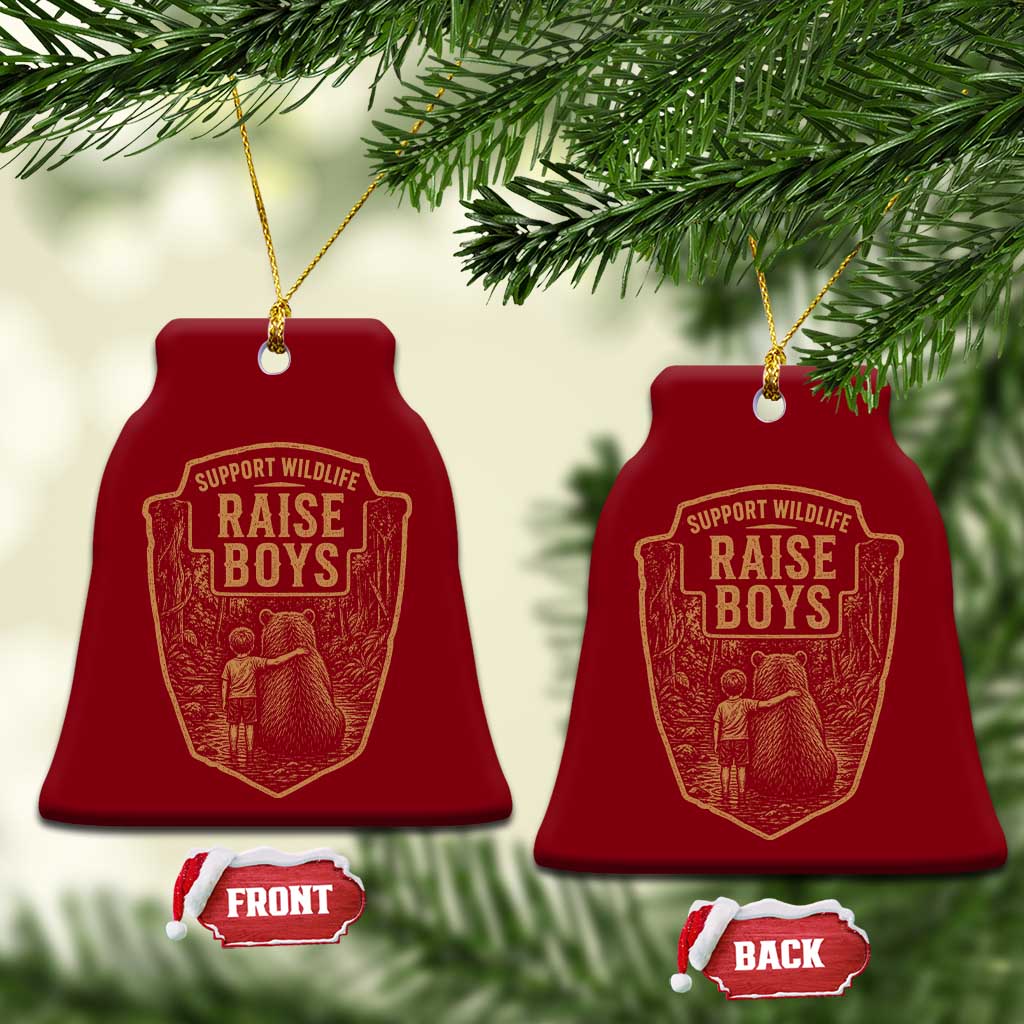 Support Wildlife Raise Boys Ceramic Ornament Funny Mama Bear Outdoor Family Nature Lover Gift