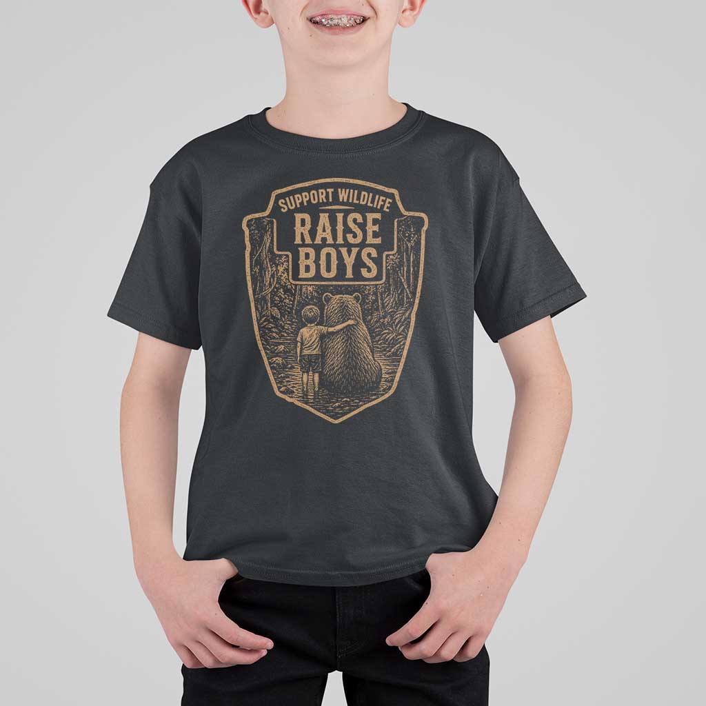 Support Wildlife Raise Boys T Shirt For Kid Funny Mama Bear Outdoor Family Nature Lover Gift