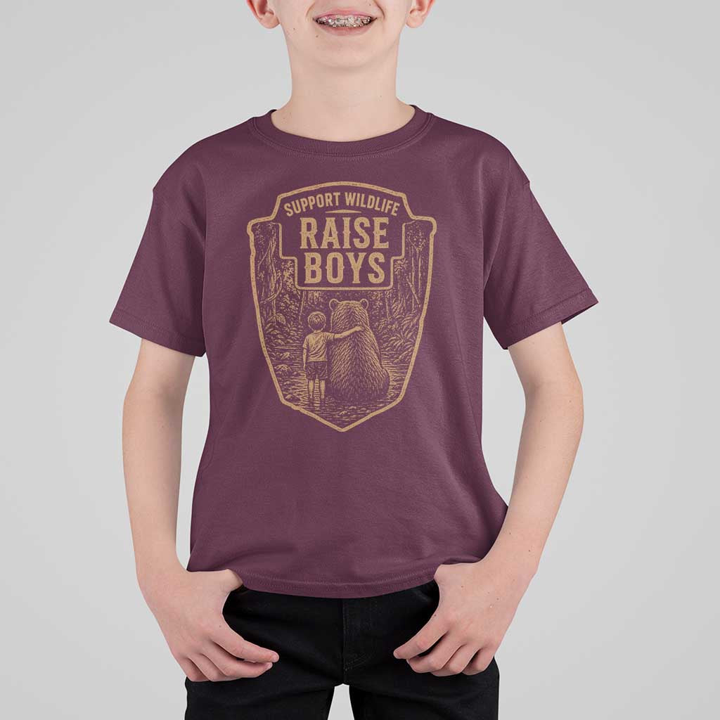 Support Wildlife Raise Boys T Shirt For Kid Funny Mama Bear Outdoor Family Nature Lover Gift