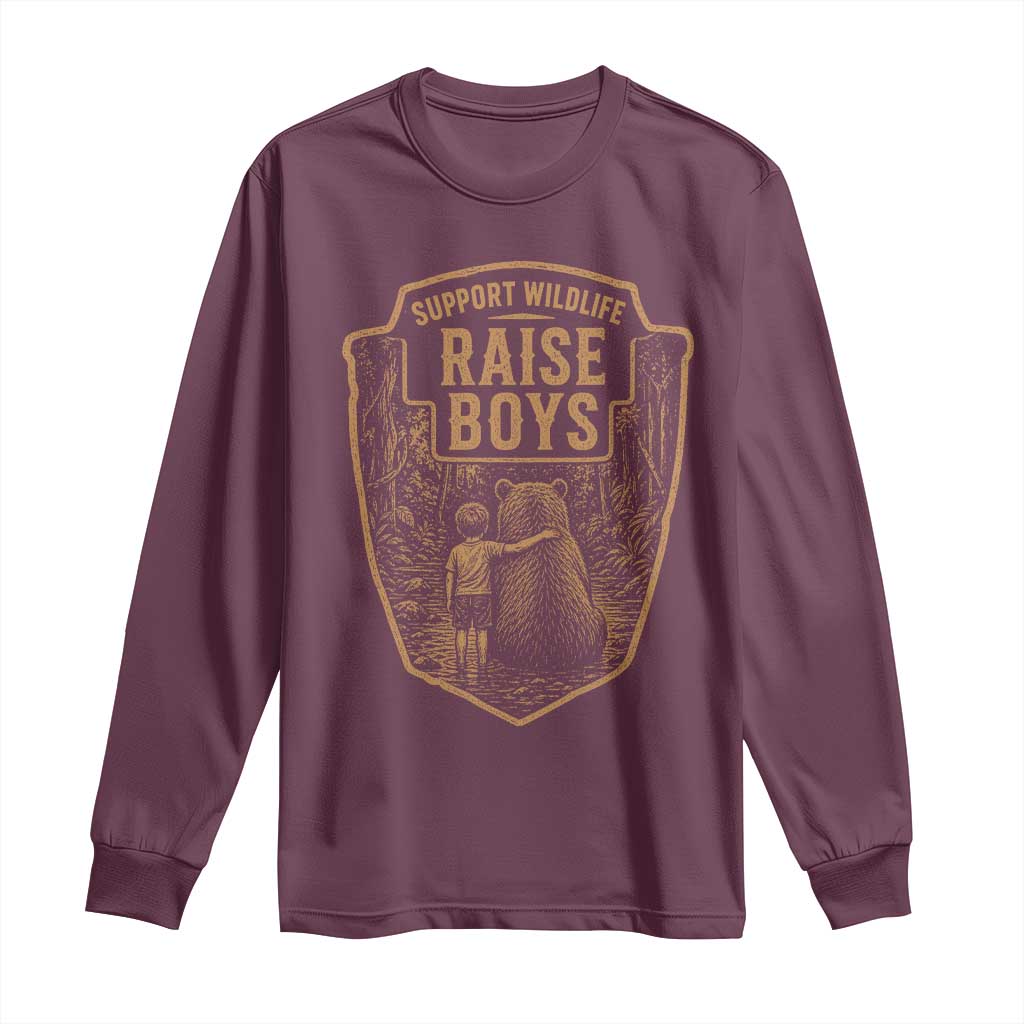 Support Wildlife Raise Boys Long Sleeve Shirt Funny Mama Bear Outdoor Family Nature Lover Gift