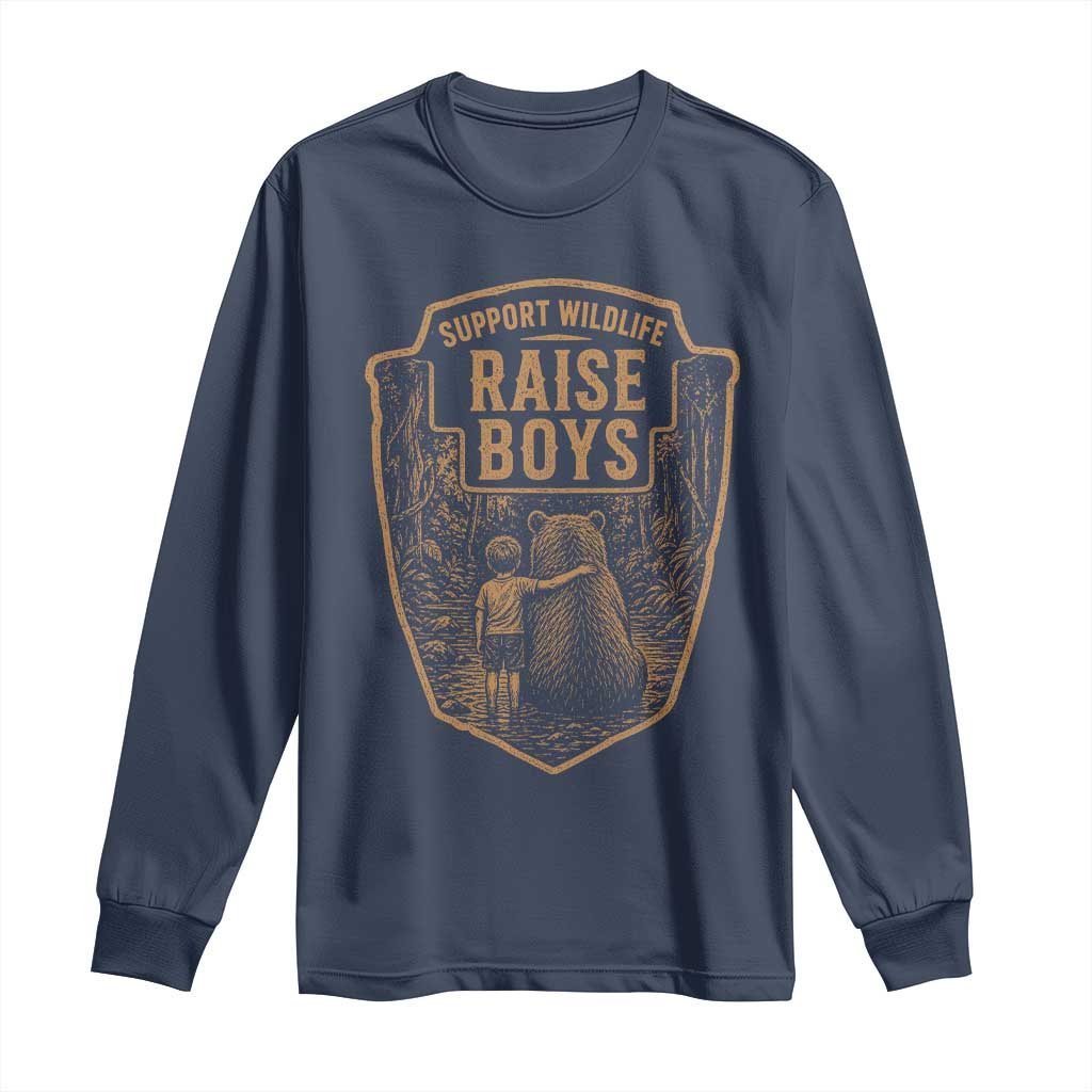 Support Wildlife Raise Boys Long Sleeve Shirt Funny Mama Bear Outdoor Family Nature Lover Gift