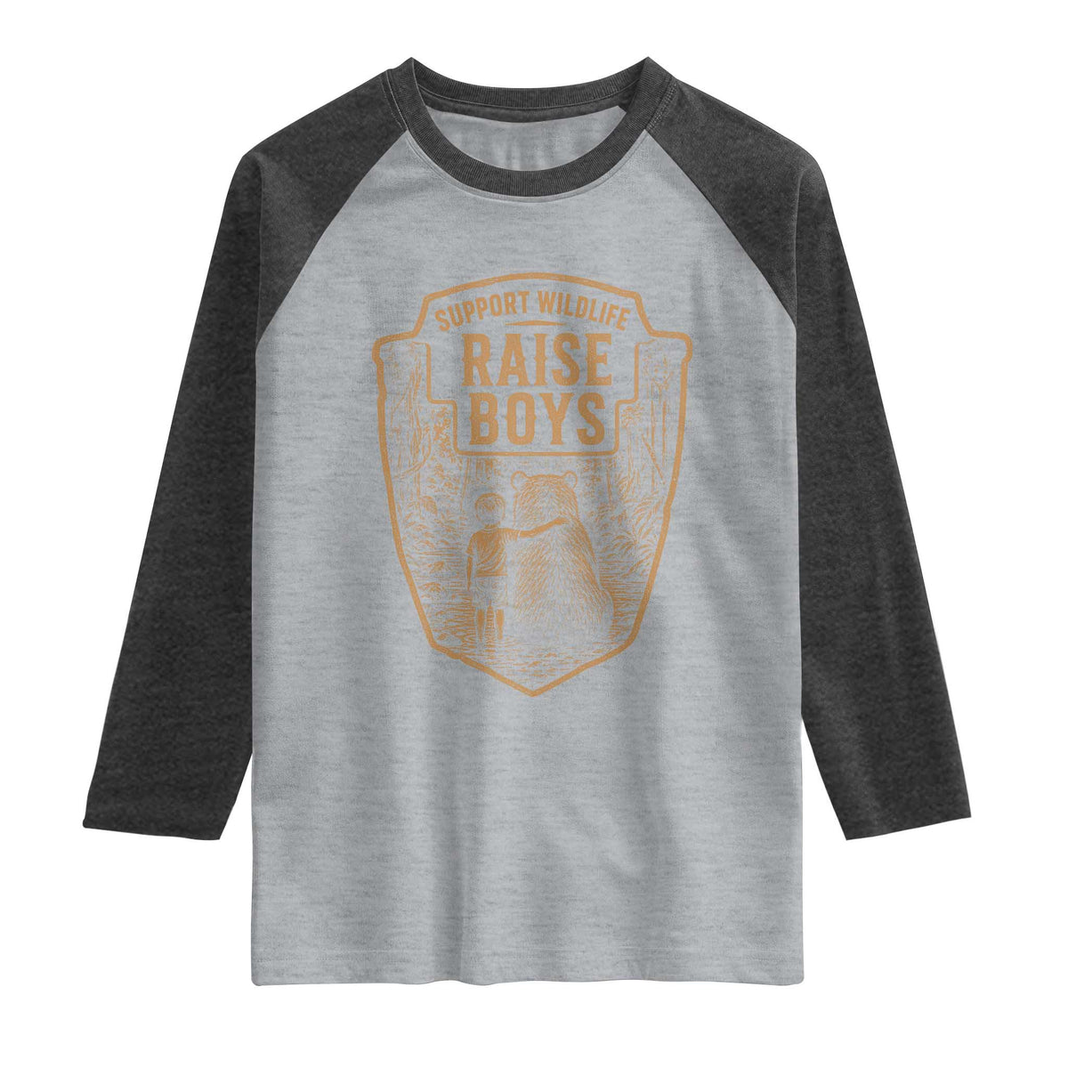 Support Wildlife Raise Boys Raglan Shirt Funny Mama Bear Outdoor Family Nature Lover Gift