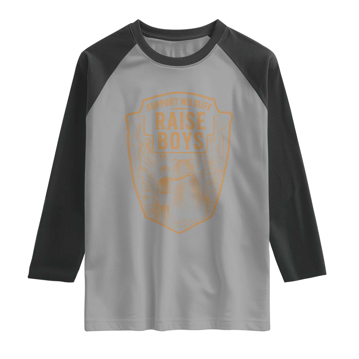 Support Wildlife Raise Boys Raglan Shirt Funny Mama Bear Outdoor Family Nature Lover Gift