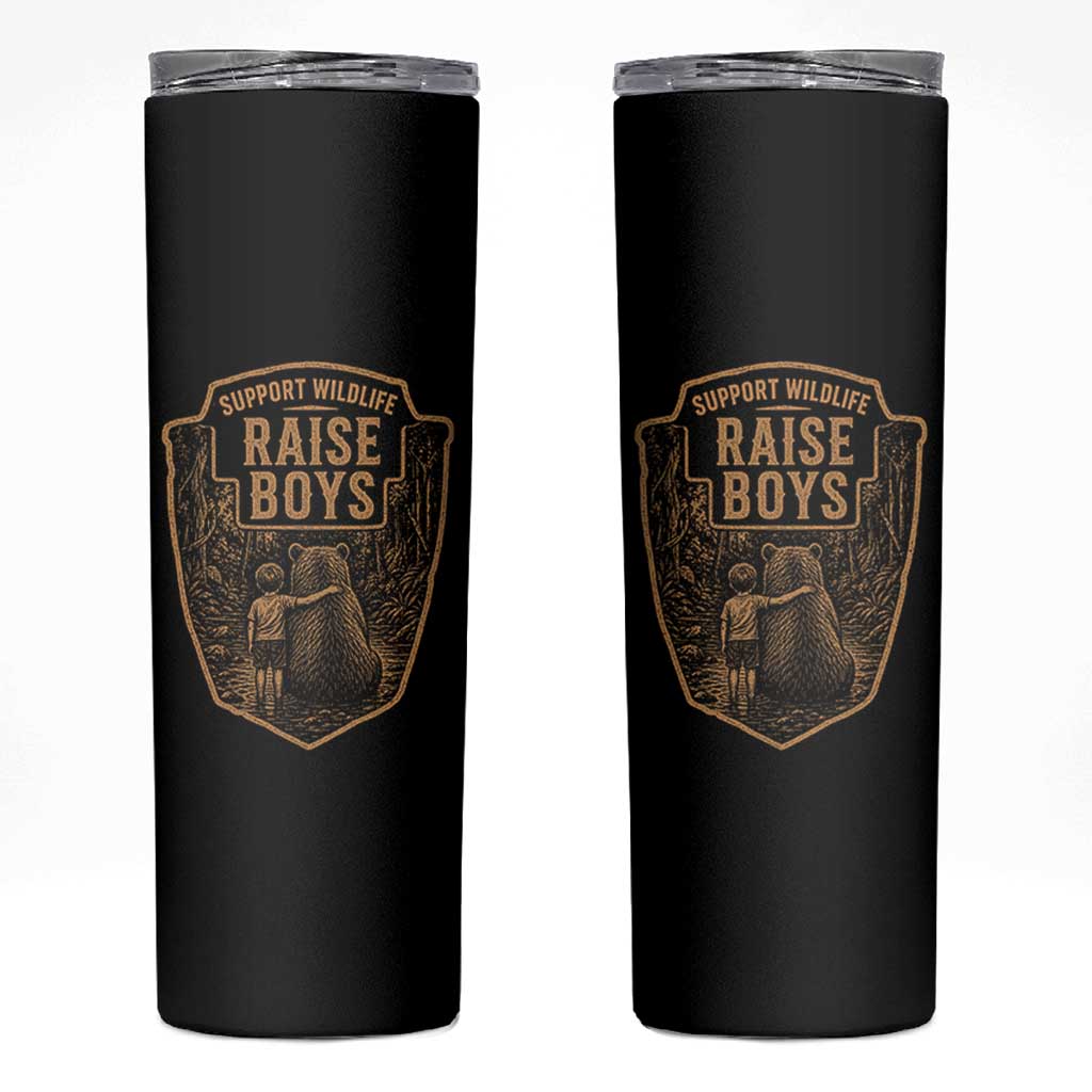 Support Wildlife Raise Boys Skinny Tumbler Funny Mama Bear Outdoor Family Nature Lover Gift