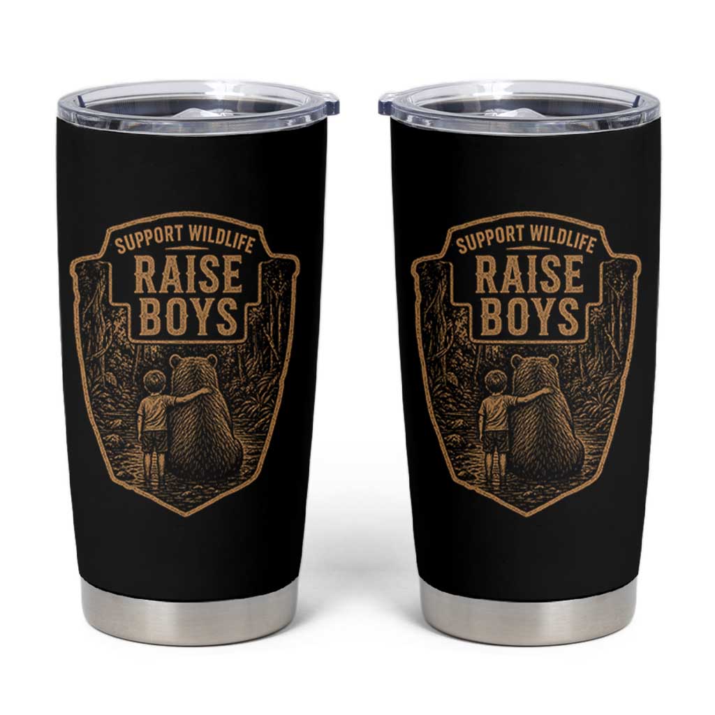 Support Wildlife Raise Boys Tumbler Cup Funny Mama Bear Outdoor Family Nature Lover Gift