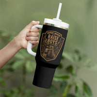 Support Wildlife Raise Boys Tumbler With Handle Funny Mama Bear Outdoor Family Nature Lover Gift