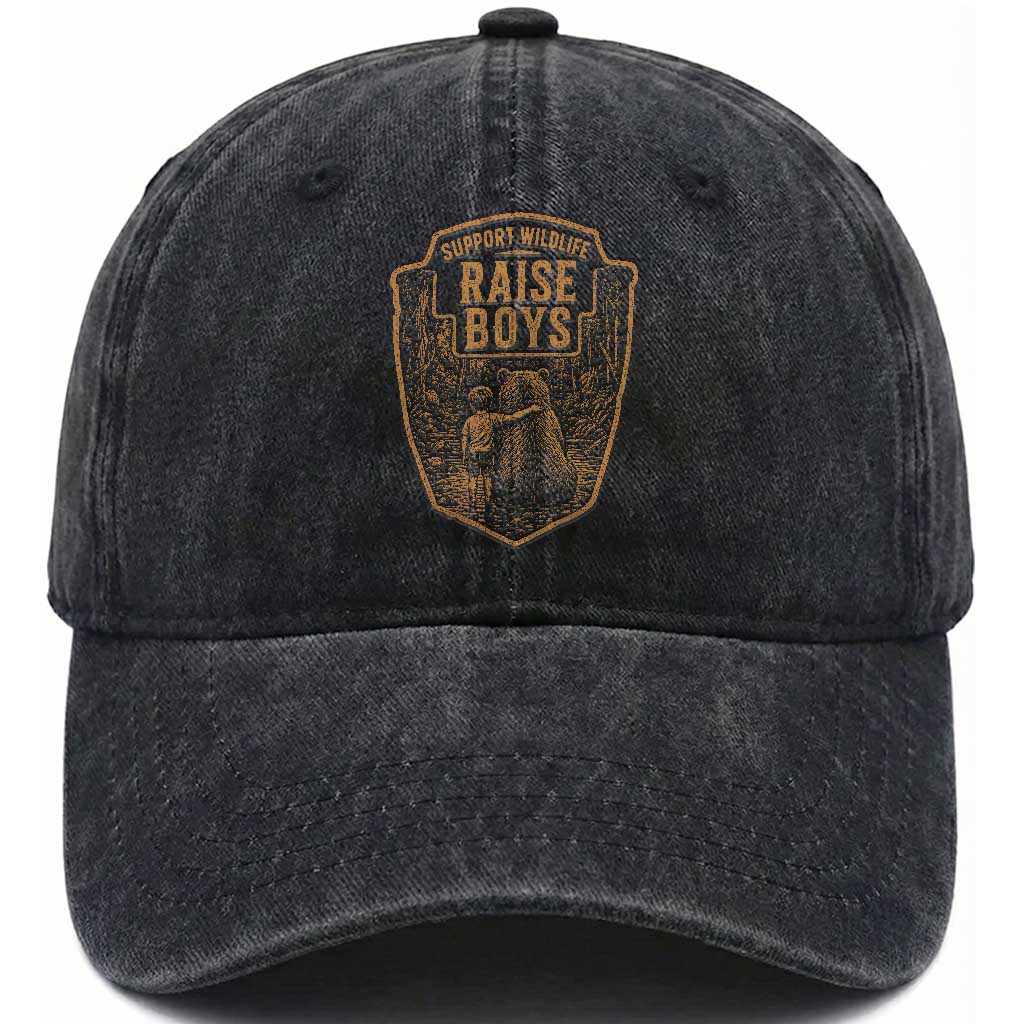 Support Wildlife Raise Boys Washed Cotton Baseball Cap Funny Mama Bear Outdoor Family Nature Lover Gift