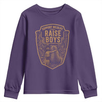 Support Wildlife Raise Boys Youth Sweatshirt Funny Mama Bear Outdoor Family Nature Lover Gift