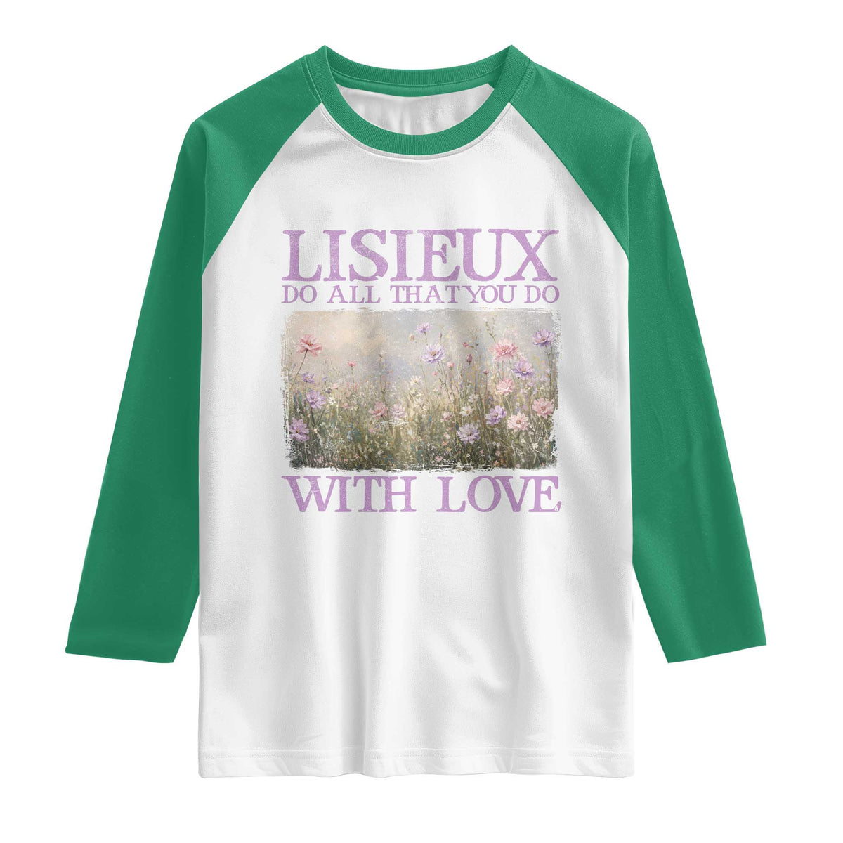 St Therese of Lisieux Raglan Shirt Catholic Saint Gift for Girls Orthodox Christian