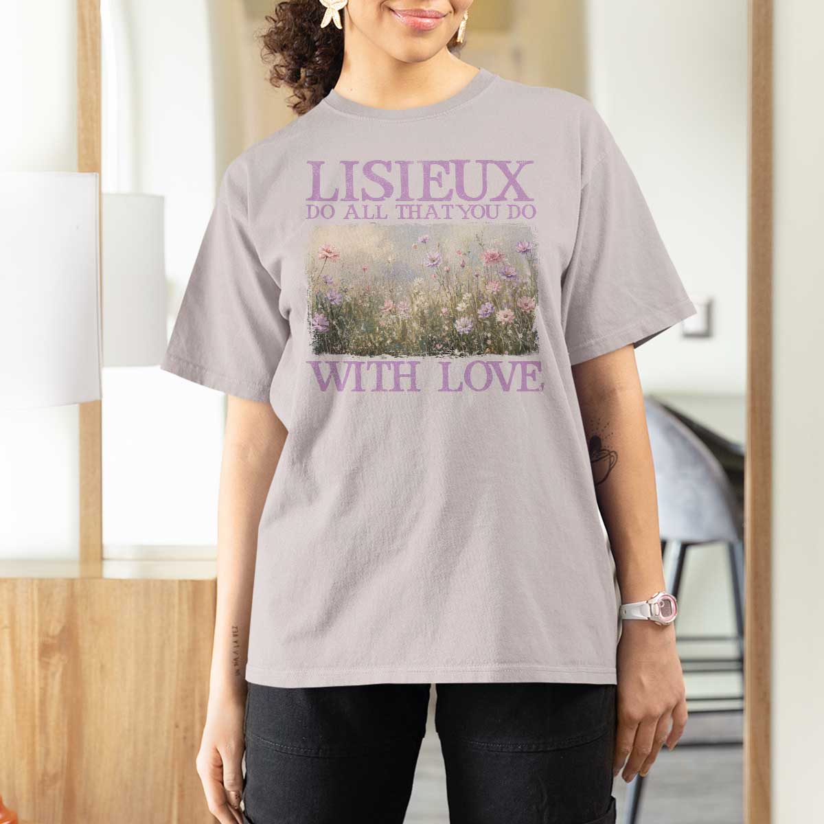 St Therese of Lisieux T Shirt For Women Catholic Saint Gift for Girls Orthodox Christian