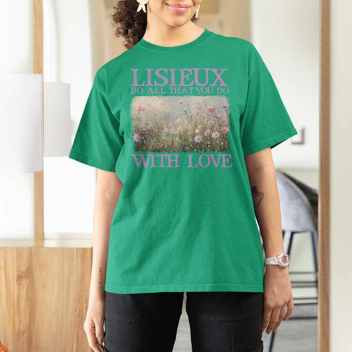 St Therese of Lisieux T Shirt For Women Catholic Saint Gift for Girls Orthodox Christian