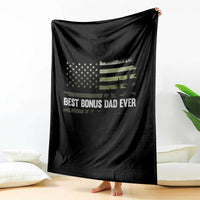 Best Bonus Dad Ever Throw Blanket Stepdad American Flag Trees Outdoor Wildlife Nature Vintage Forest
