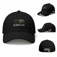 Best Bonus Dad Ever Baseball Cap Stepdad American Flag Trees Outdoor Wildlife Nature Vintage Forest