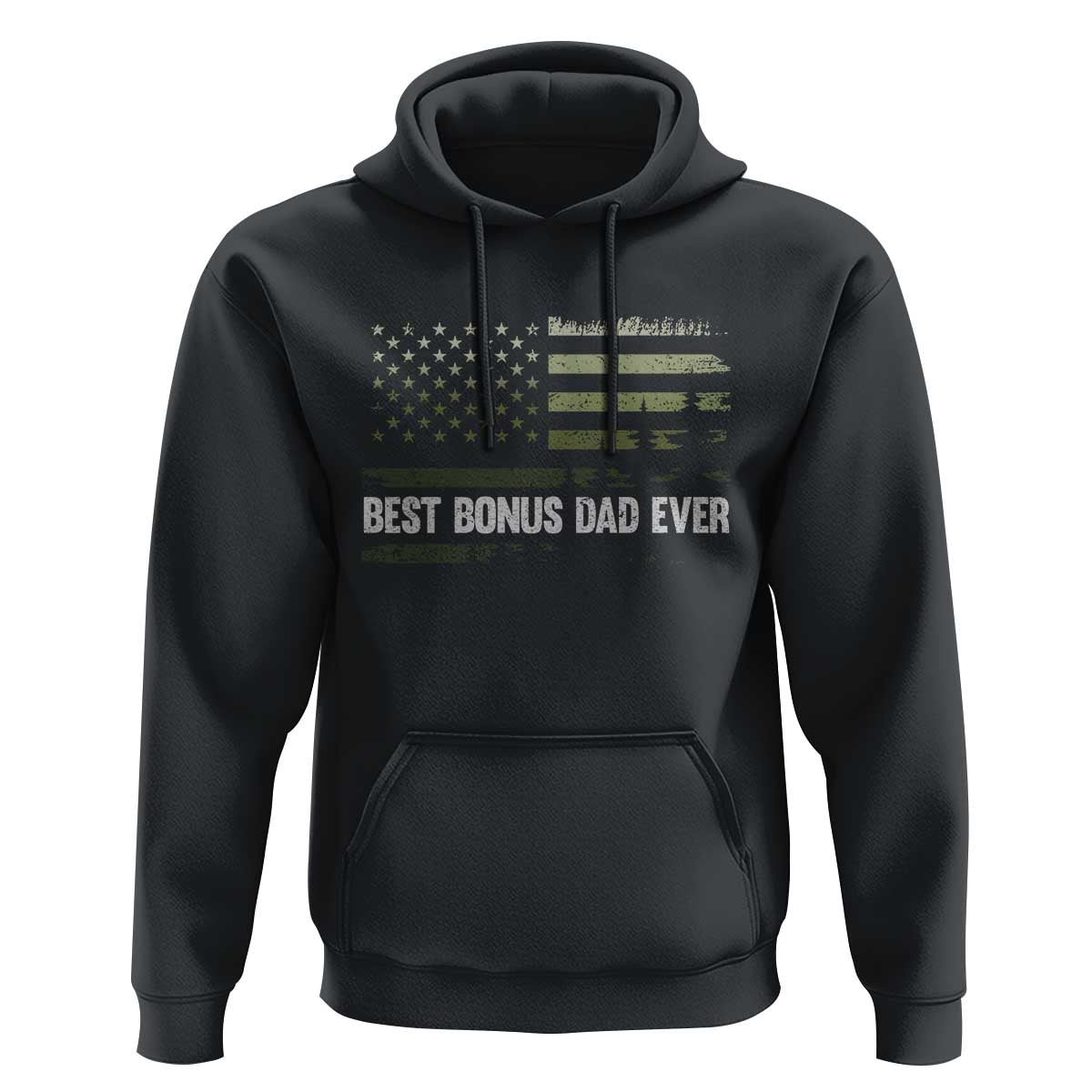 Best Bonus Dad Ever Hoodie Stepdad American Flag Trees Outdoor Wildlife Nature Vintage Forest