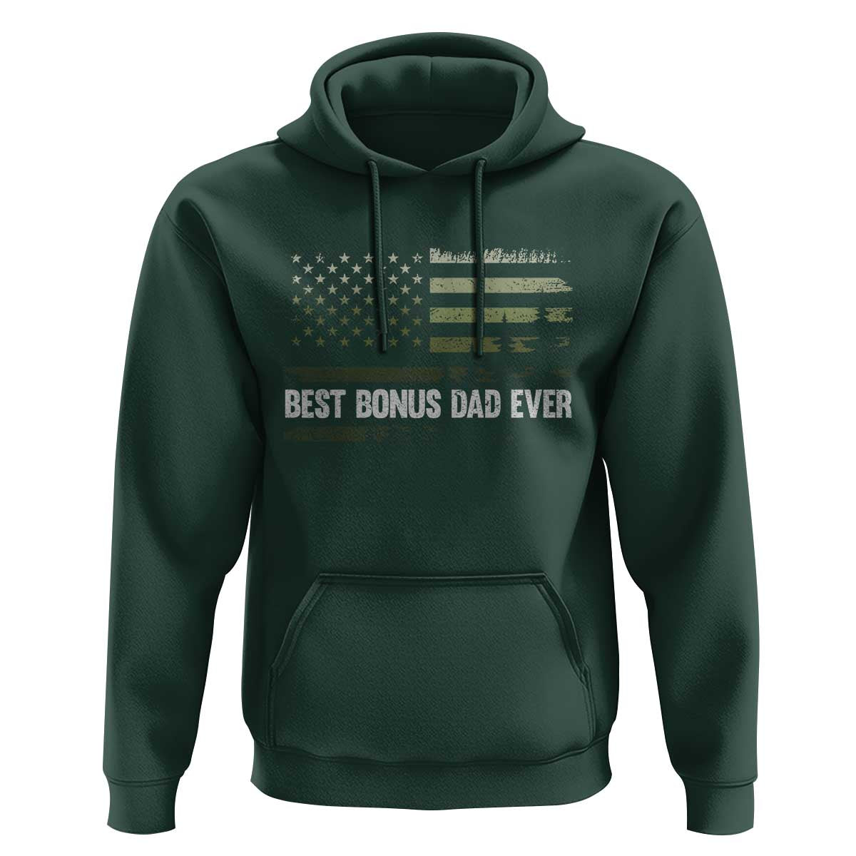 Best Bonus Dad Ever Hoodie Stepdad American Flag Trees Outdoor Wildlife Nature Vintage Forest