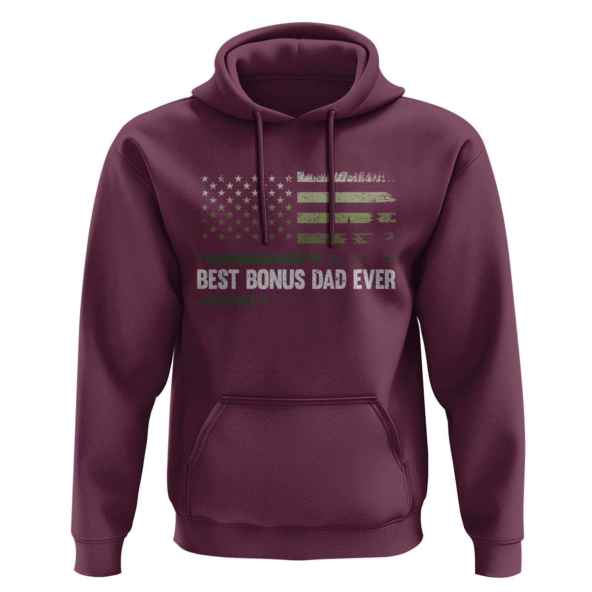 Best Bonus Dad Ever Hoodie Stepdad American Flag Trees Outdoor Wildlife Nature Vintage Forest