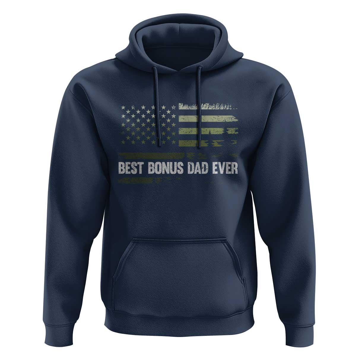 Best Bonus Dad Ever Hoodie Stepdad American Flag Trees Outdoor Wildlife Nature Vintage Forest