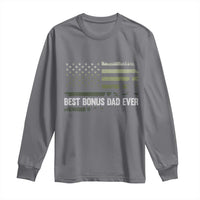Best Bonus Dad Ever Long Sleeve Shirt Stepdad American Flag Trees Outdoor Wildlife Nature Vintage Forest