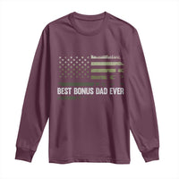 Best Bonus Dad Ever Long Sleeve Shirt Stepdad American Flag Trees Outdoor Wildlife Nature Vintage Forest