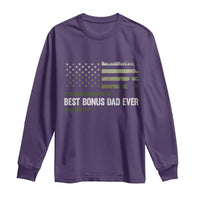 Best Bonus Dad Ever Long Sleeve Shirt Stepdad American Flag Trees Outdoor Wildlife Nature Vintage Forest