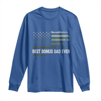 Best Bonus Dad Ever Long Sleeve Shirt Stepdad American Flag Trees Outdoor Wildlife Nature Vintage Forest