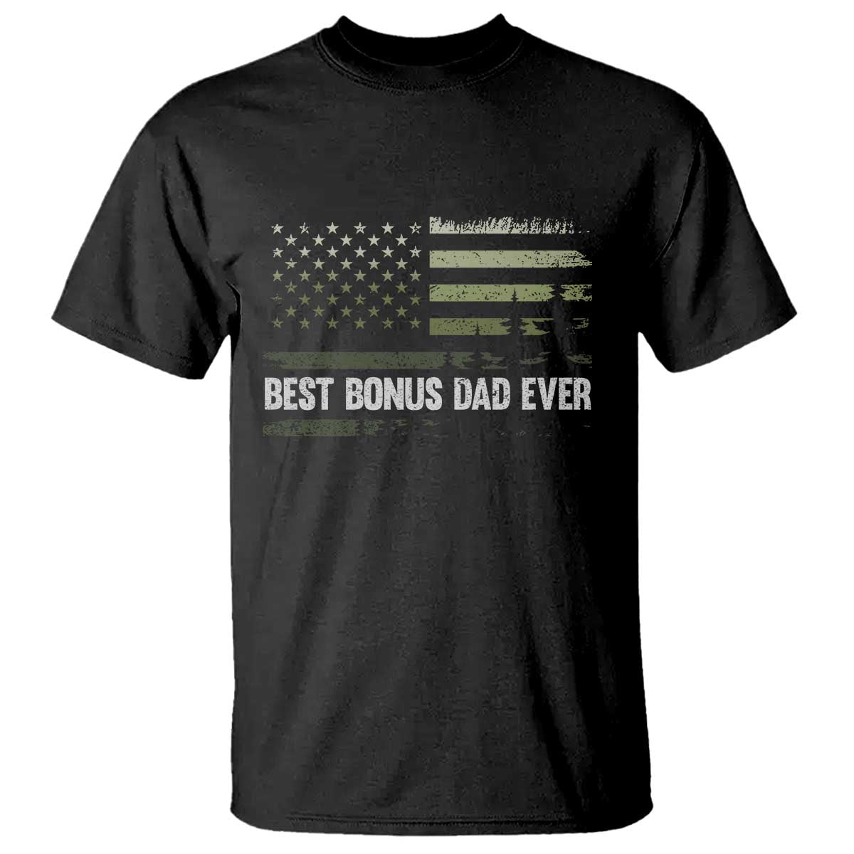 Best Bonus Dad Ever T Shirt Stepdad American Flag Trees Outdoor Wildlife Nature Vintage Forest