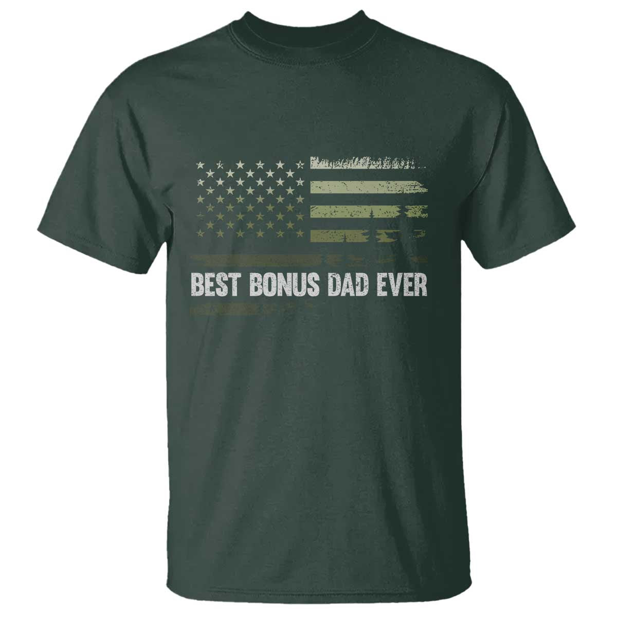 Best Bonus Dad Ever T Shirt Stepdad American Flag Trees Outdoor Wildlife Nature Vintage Forest