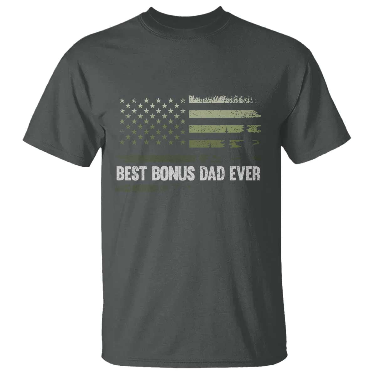 Best Bonus Dad Ever T Shirt Stepdad American Flag Trees Outdoor Wildlife Nature Vintage Forest