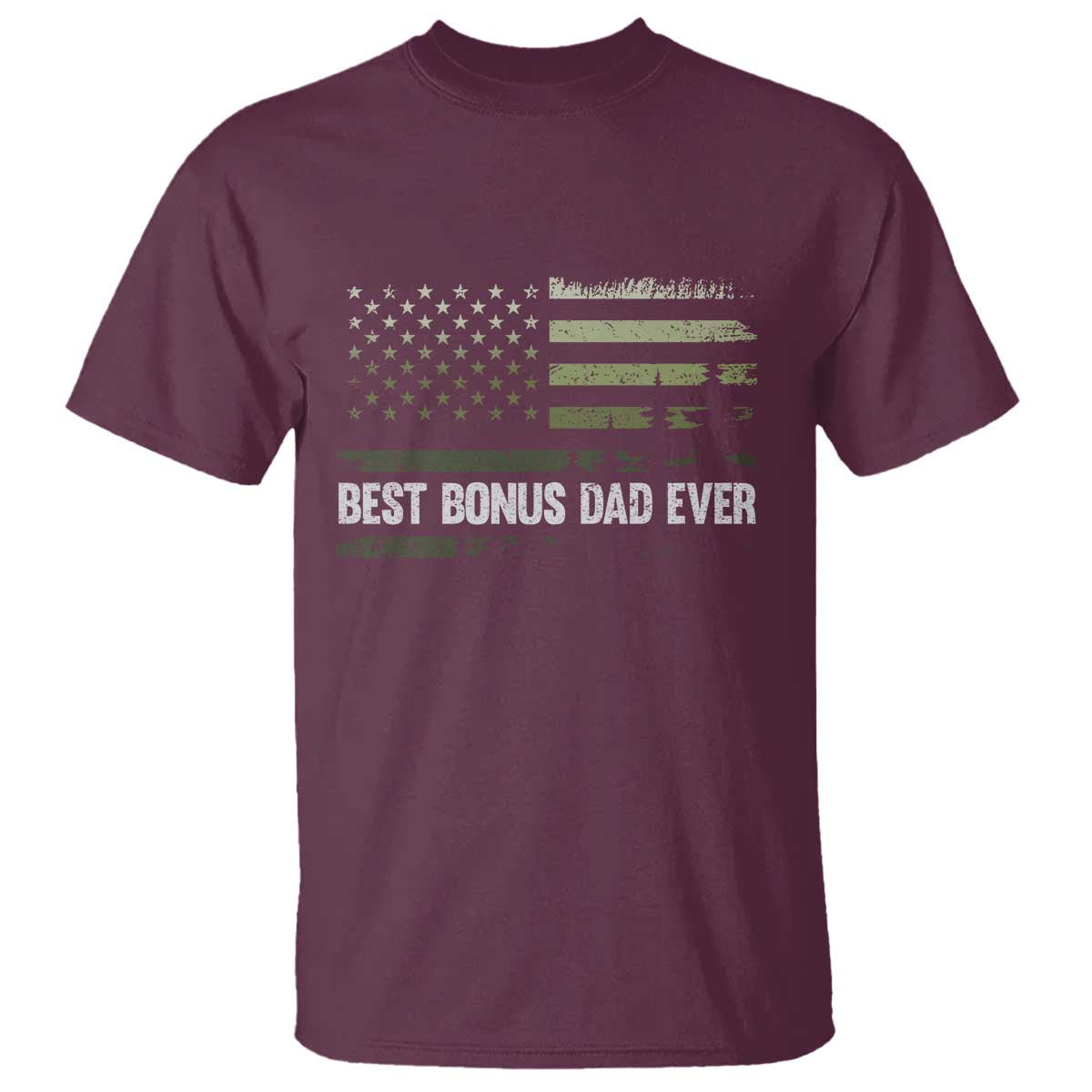 Best Bonus Dad Ever T Shirt Stepdad American Flag Trees Outdoor Wildlife Nature Vintage Forest