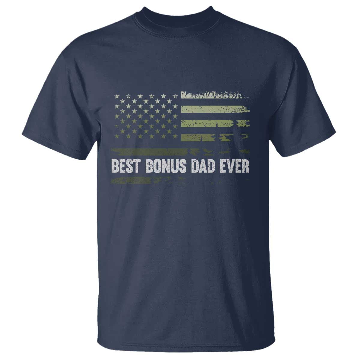 Best Bonus Dad Ever T Shirt Stepdad American Flag Trees Outdoor Wildlife Nature Vintage Forest
