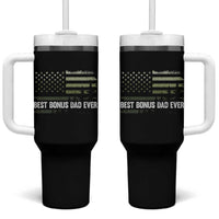 Best Bonus Dad Ever Tumbler With Handle Stepdad American Flag Trees Outdoor Wildlife Nature Vintage Forest