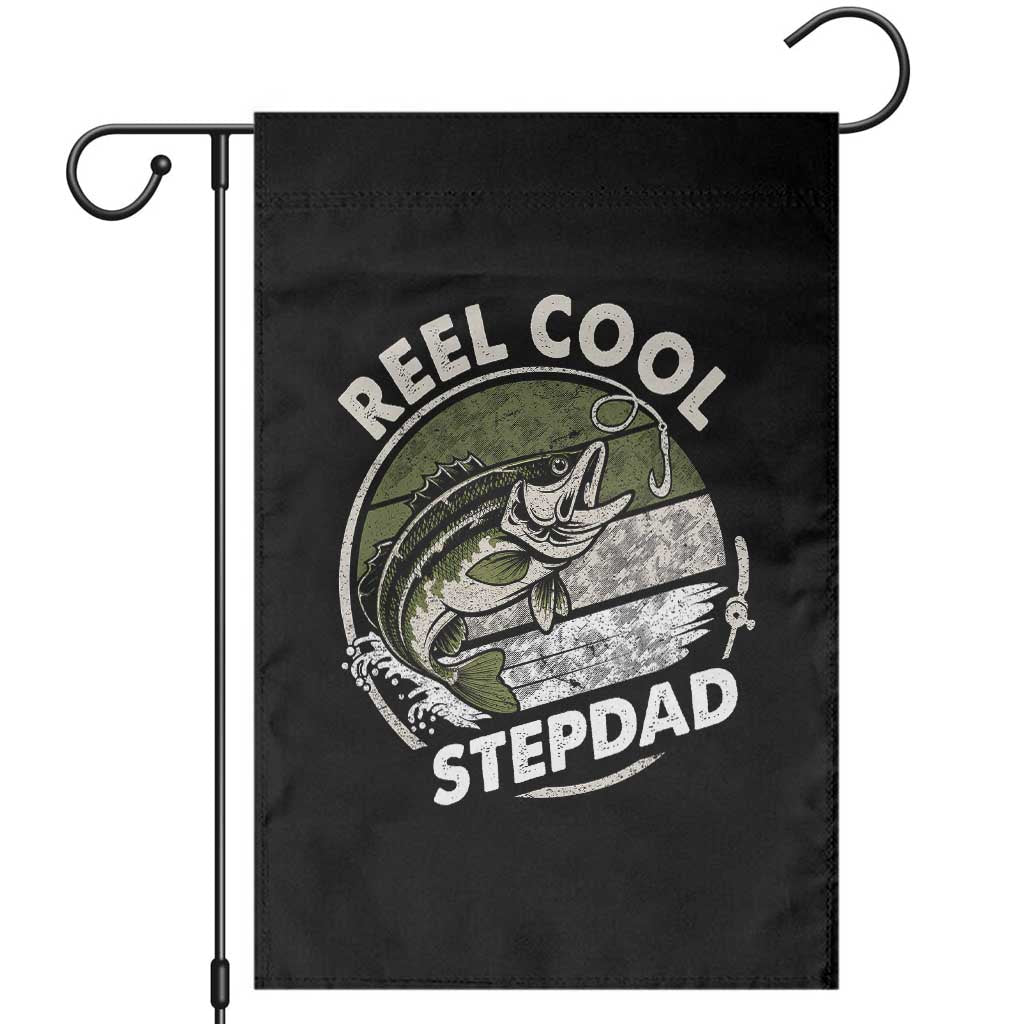 Reel Cool Stepdad Garden Flag Fathers Day Gift for Fisherman Bonus Dad