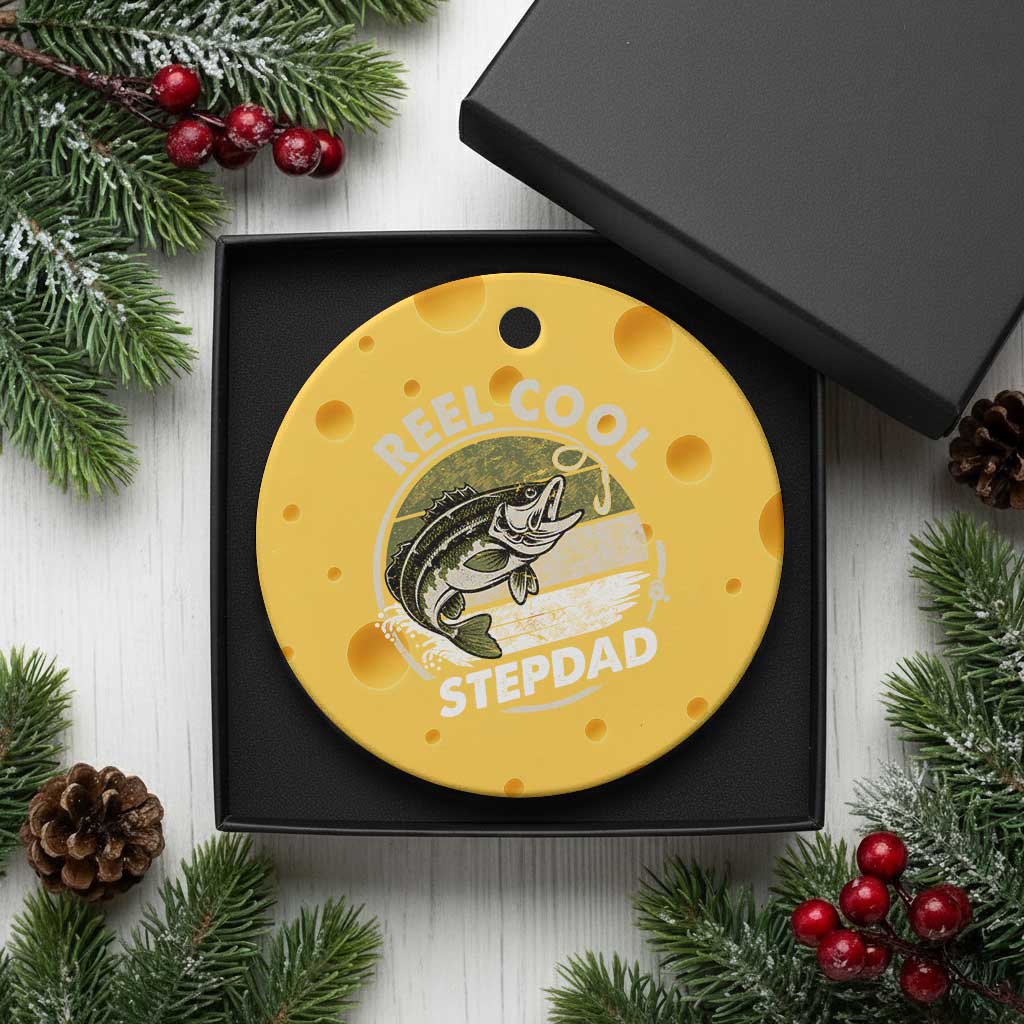 Reel Cool Stepdad Ceramic Ornament Fathers Day Gift for Fisherman Bonus Dad