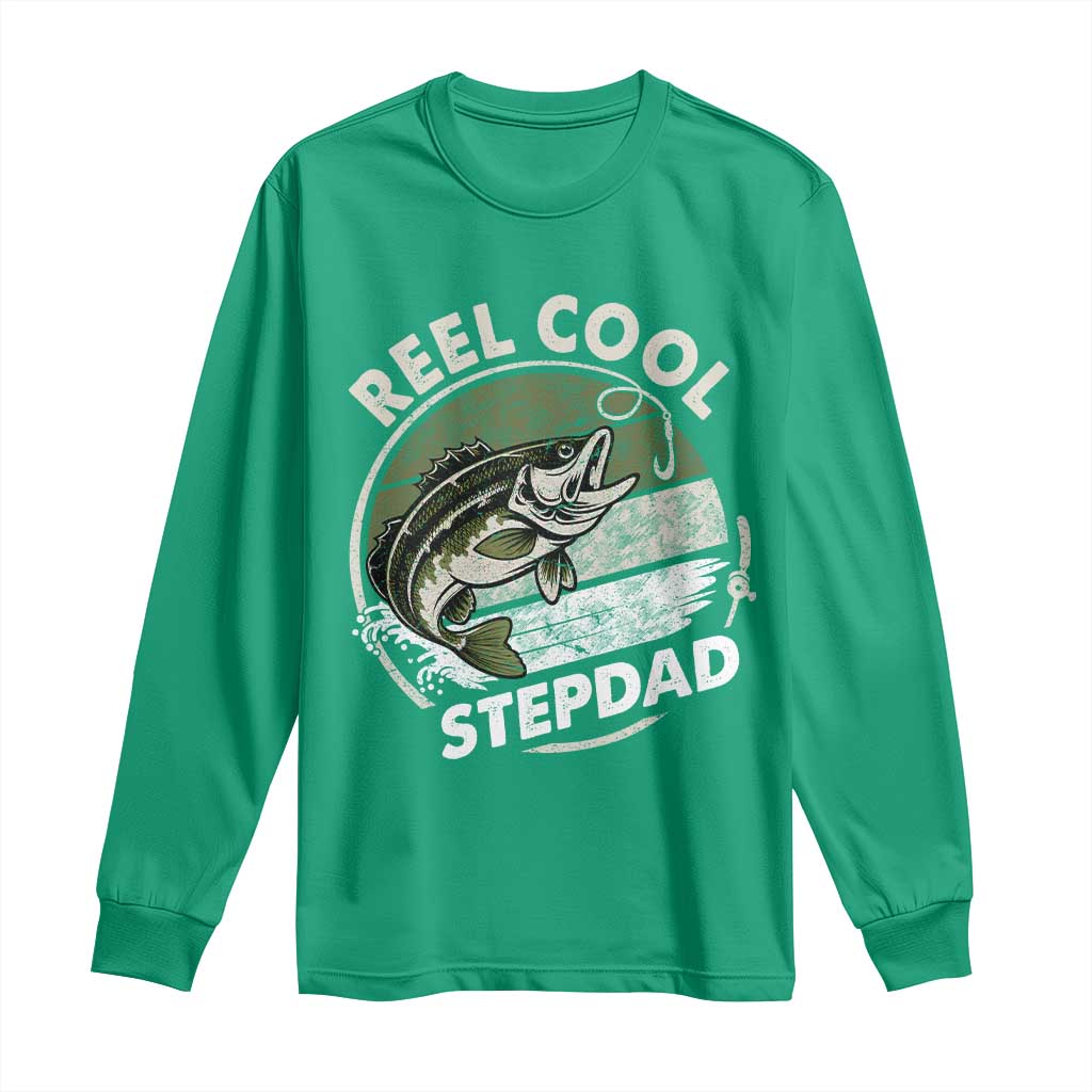 Reel Cool Stepdad Long Sleeve Shirt Fathers Day Gift for Fisherman Bonus Dad