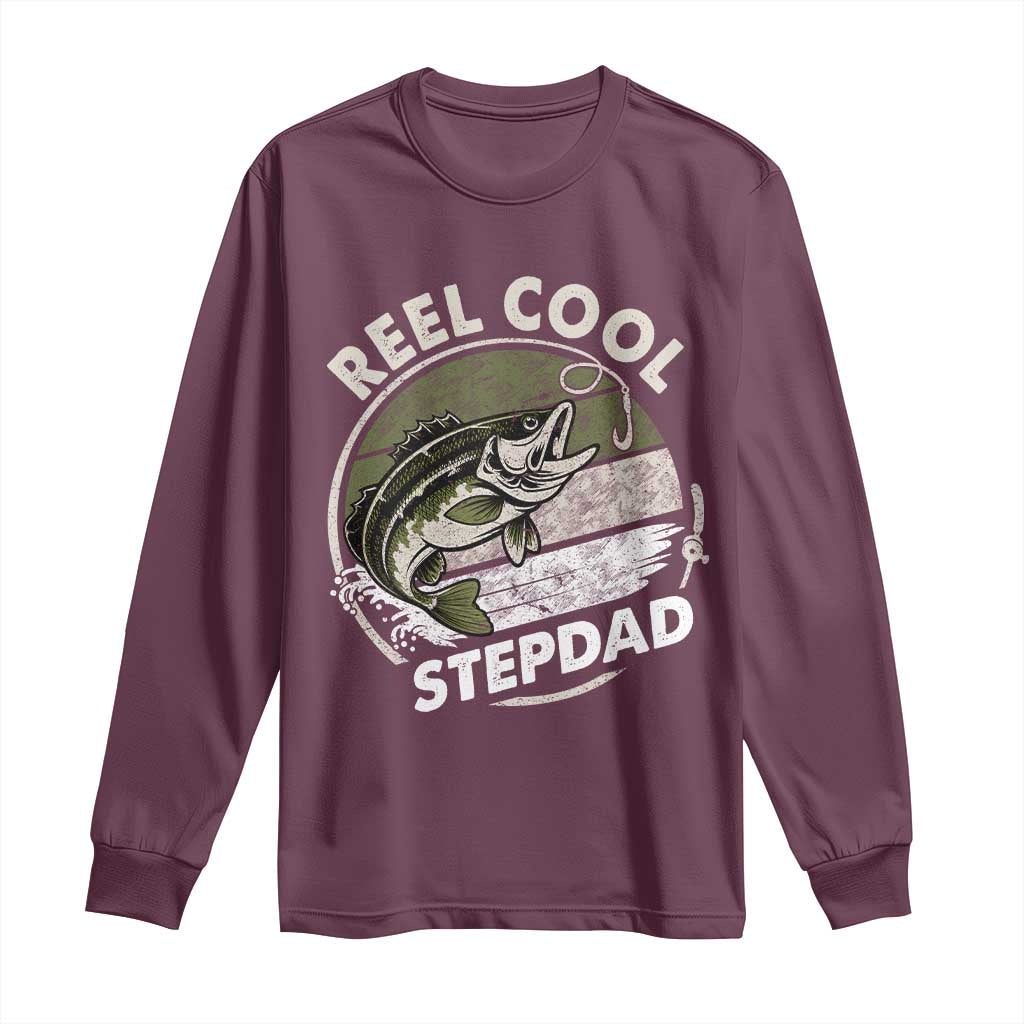 Reel Cool Stepdad Long Sleeve Shirt Fathers Day Gift for Fisherman Bonus Dad