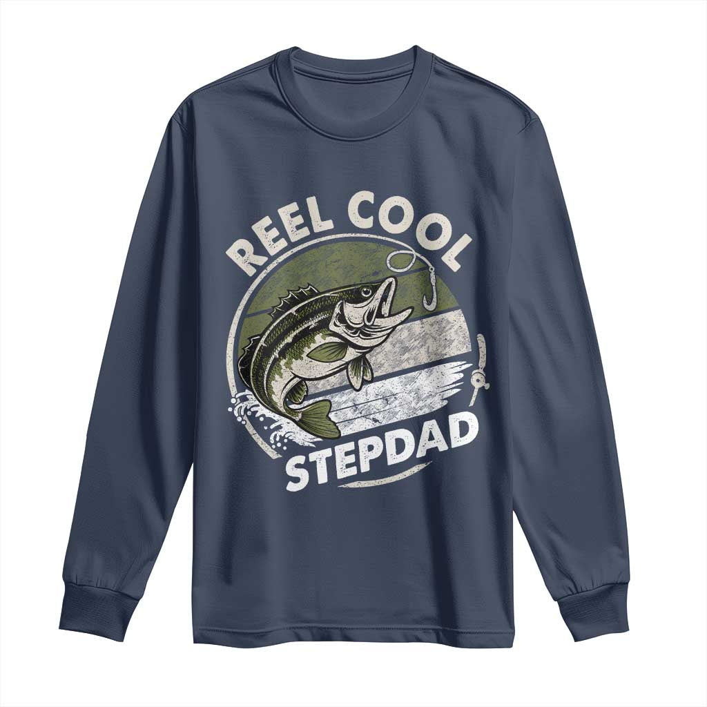 Reel Cool Stepdad Long Sleeve Shirt Fathers Day Gift for Fisherman Bonus Dad