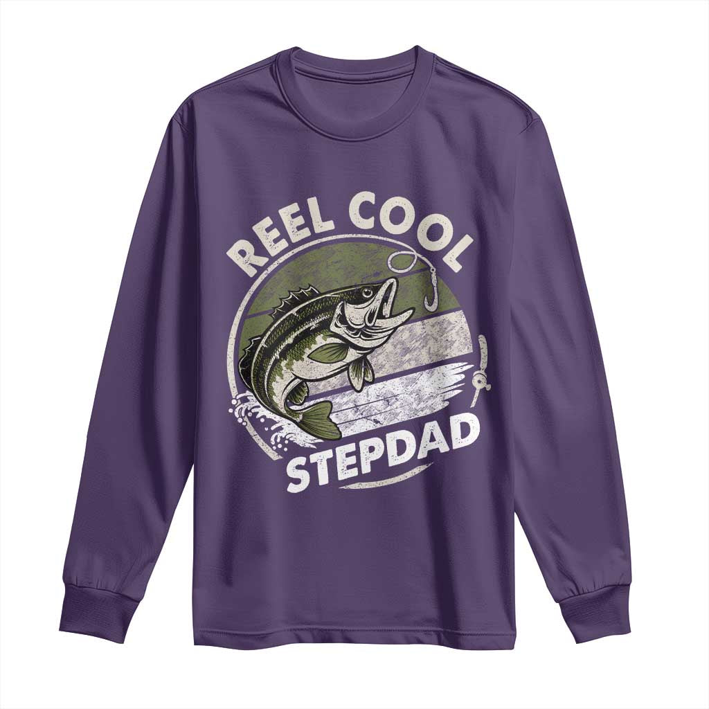 Reel Cool Stepdad Long Sleeve Shirt Fathers Day Gift for Fisherman Bonus Dad