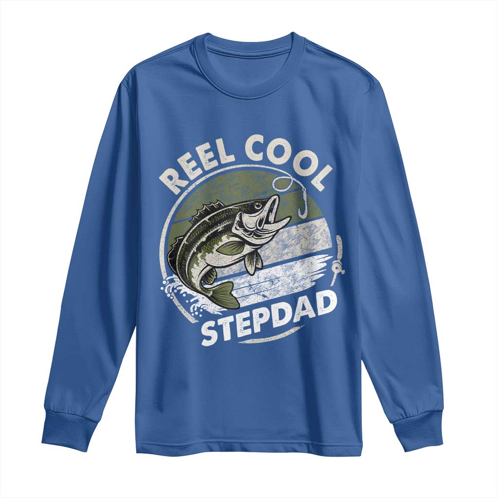 Reel Cool Stepdad Long Sleeve Shirt Fathers Day Gift for Fisherman Bonus Dad