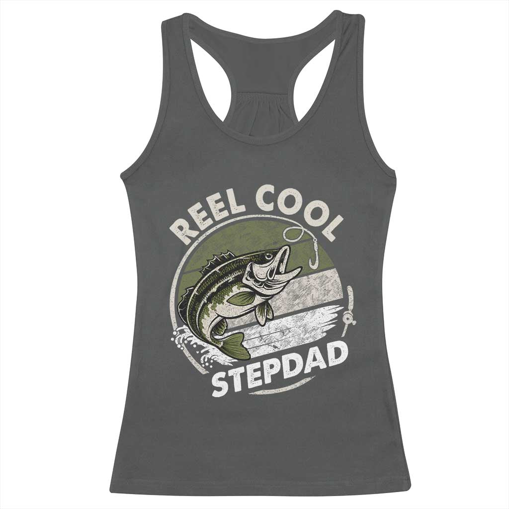 Reel Cool Stepdad Racerback Tank Top Fathers Day Gift for Fisherman Bonus Dad