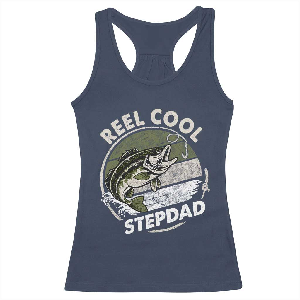 Reel Cool Stepdad Racerback Tank Top Fathers Day Gift for Fisherman Bonus Dad