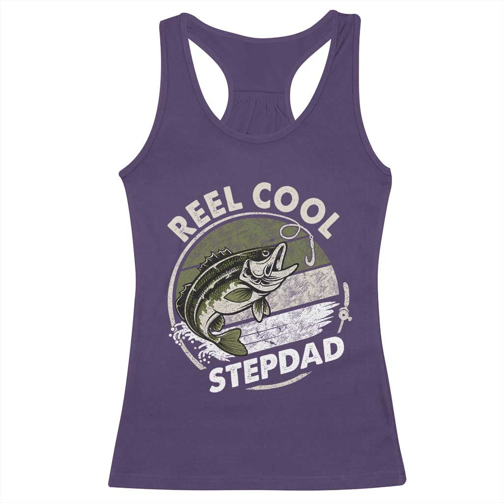 Reel Cool Stepdad Racerback Tank Top Fathers Day Gift for Fisherman Bonus Dad