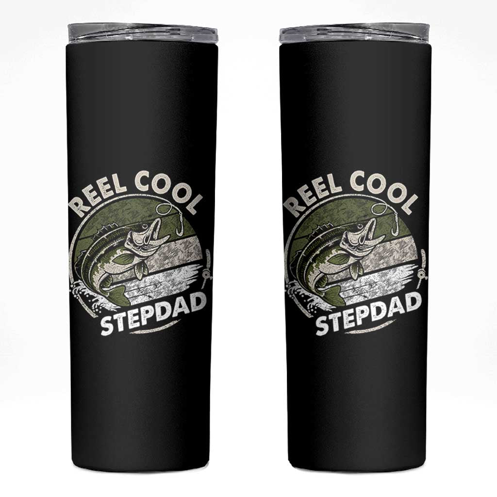 Reel Cool Stepdad Skinny Tumbler Fathers Day Gift for Fisherman Bonus Dad