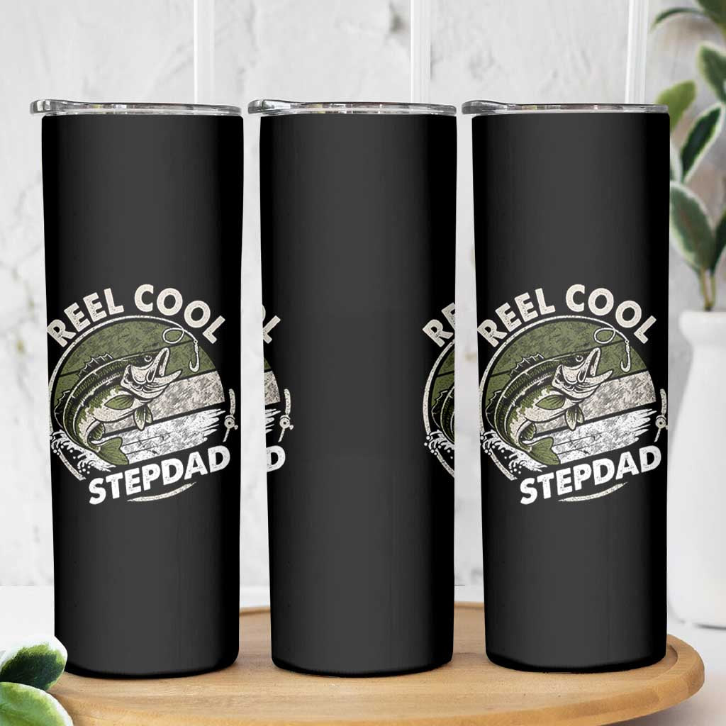 Reel Cool Stepdad Skinny Tumbler Fathers Day Gift for Fisherman Bonus Dad