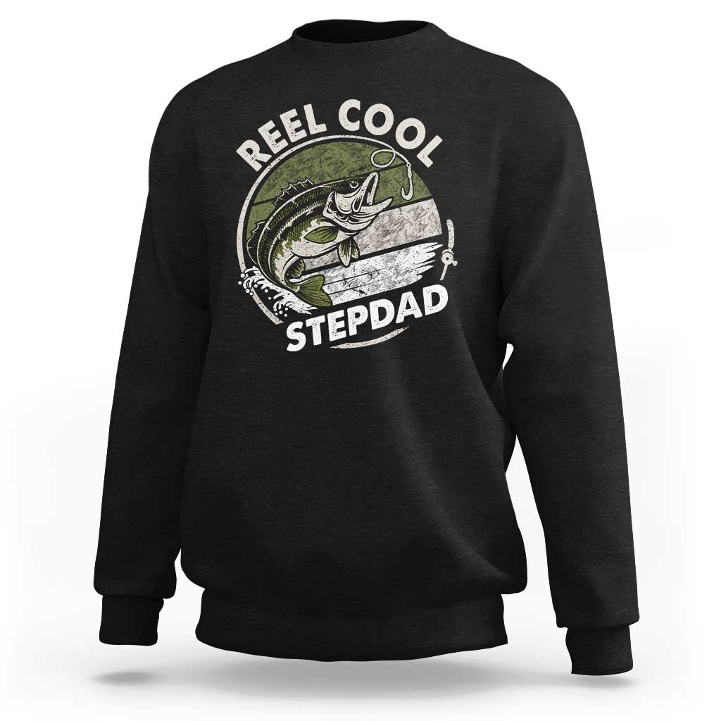 Reel Cool Stepdad Sweatshirt Fathers Day Gift for Fisherman Bonus Dad