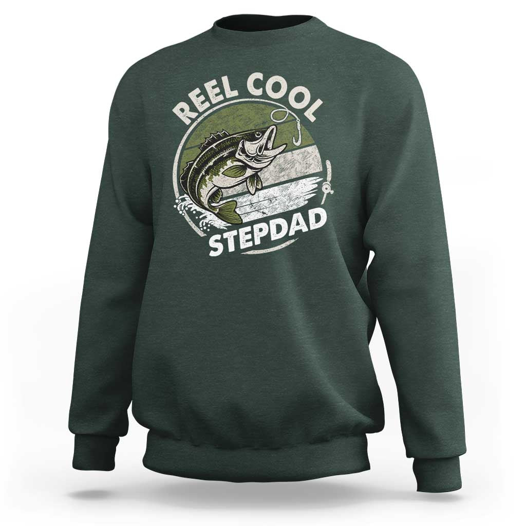 Reel Cool Stepdad Sweatshirt Fathers Day Gift for Fisherman Bonus Dad