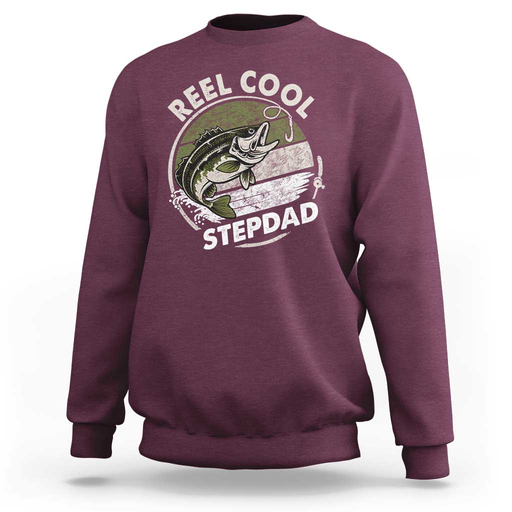 Reel Cool Stepdad Sweatshirt Fathers Day Gift for Fisherman Bonus Dad