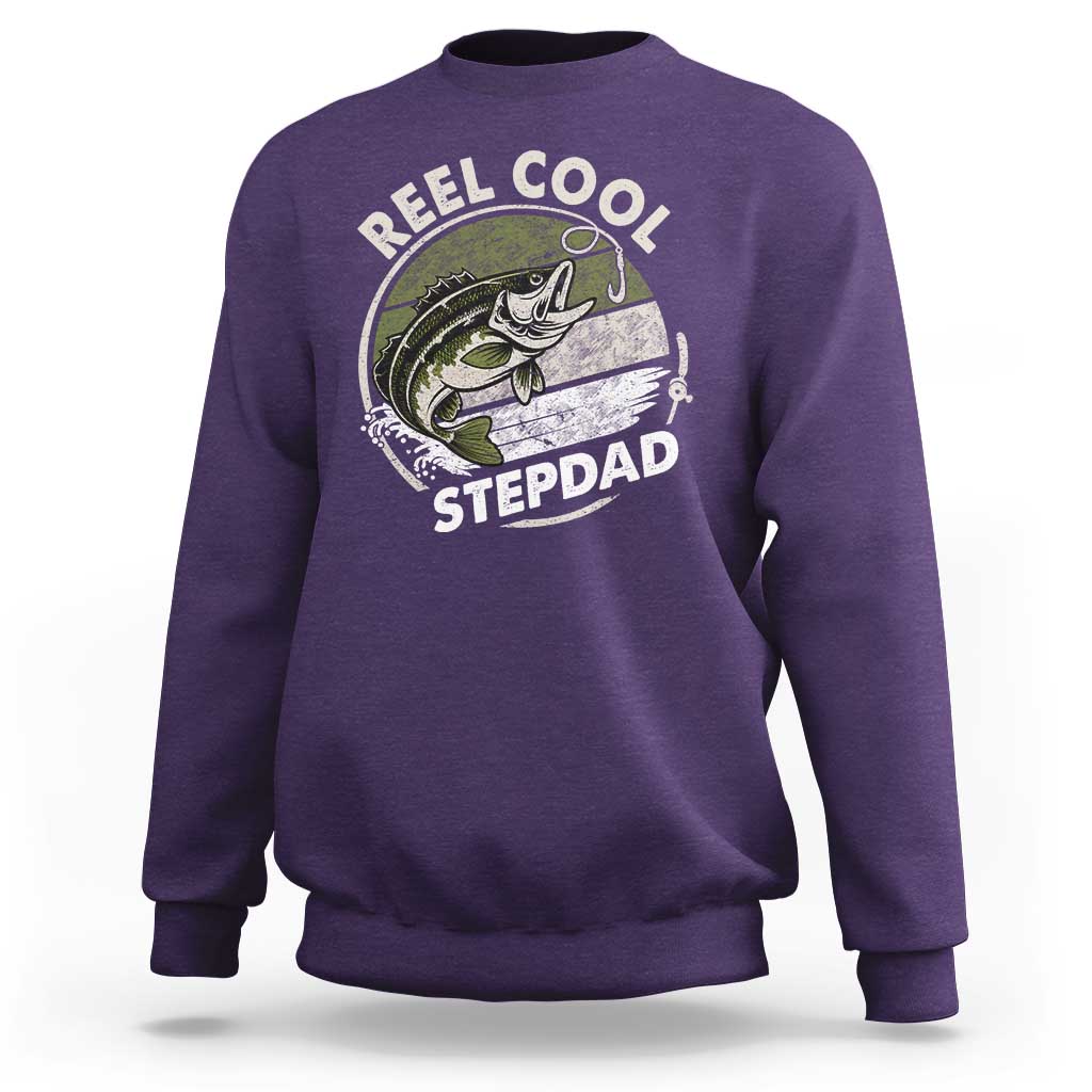 Reel Cool Stepdad Sweatshirt Fathers Day Gift for Fisherman Bonus Dad